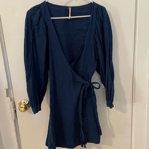 Free People Linen Wrap Dress